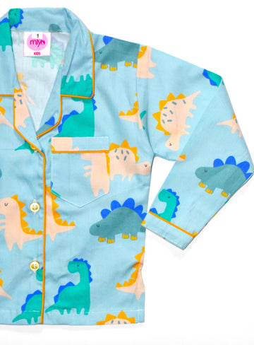 Blue Dino Cotton Nightsuit