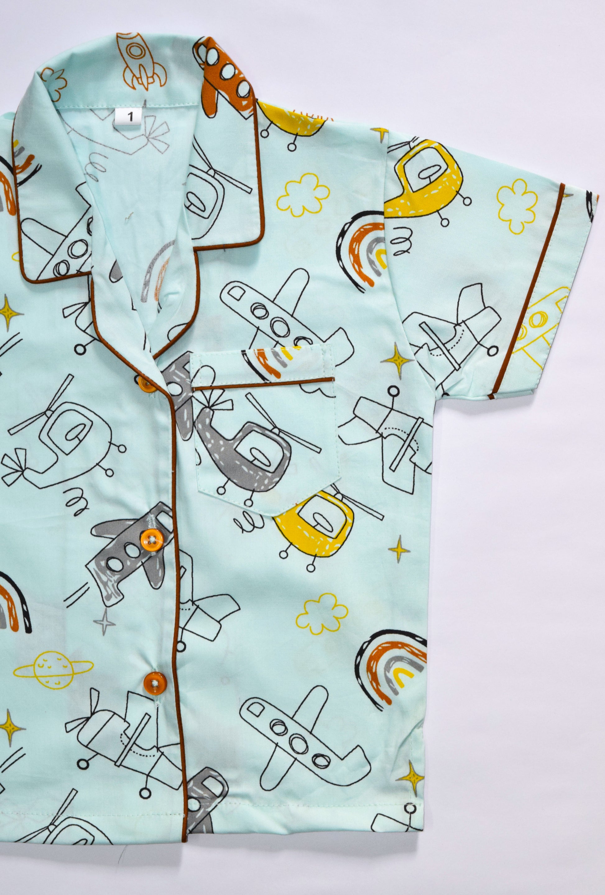 AirplanePrintKidsCottonPJSet