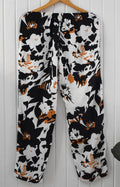 Women's handmade rayon cotton black and white abstract floral pajama set.