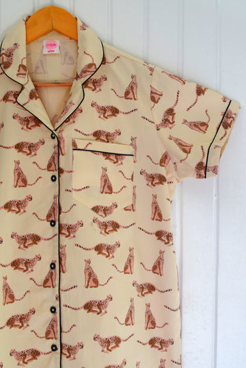 Brown Cheetah Cotton Poplin PJ Set