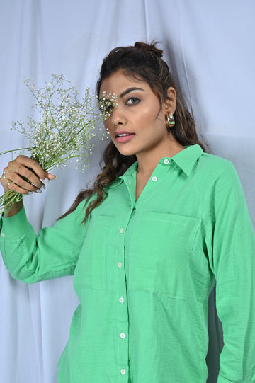 Plain Green Cotton Coord Set