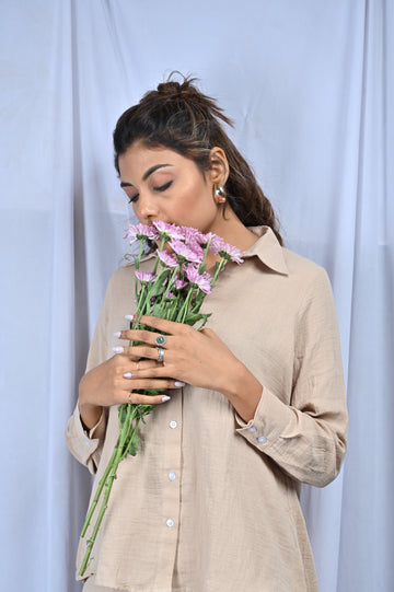Plain Brown Cotton Coord Set