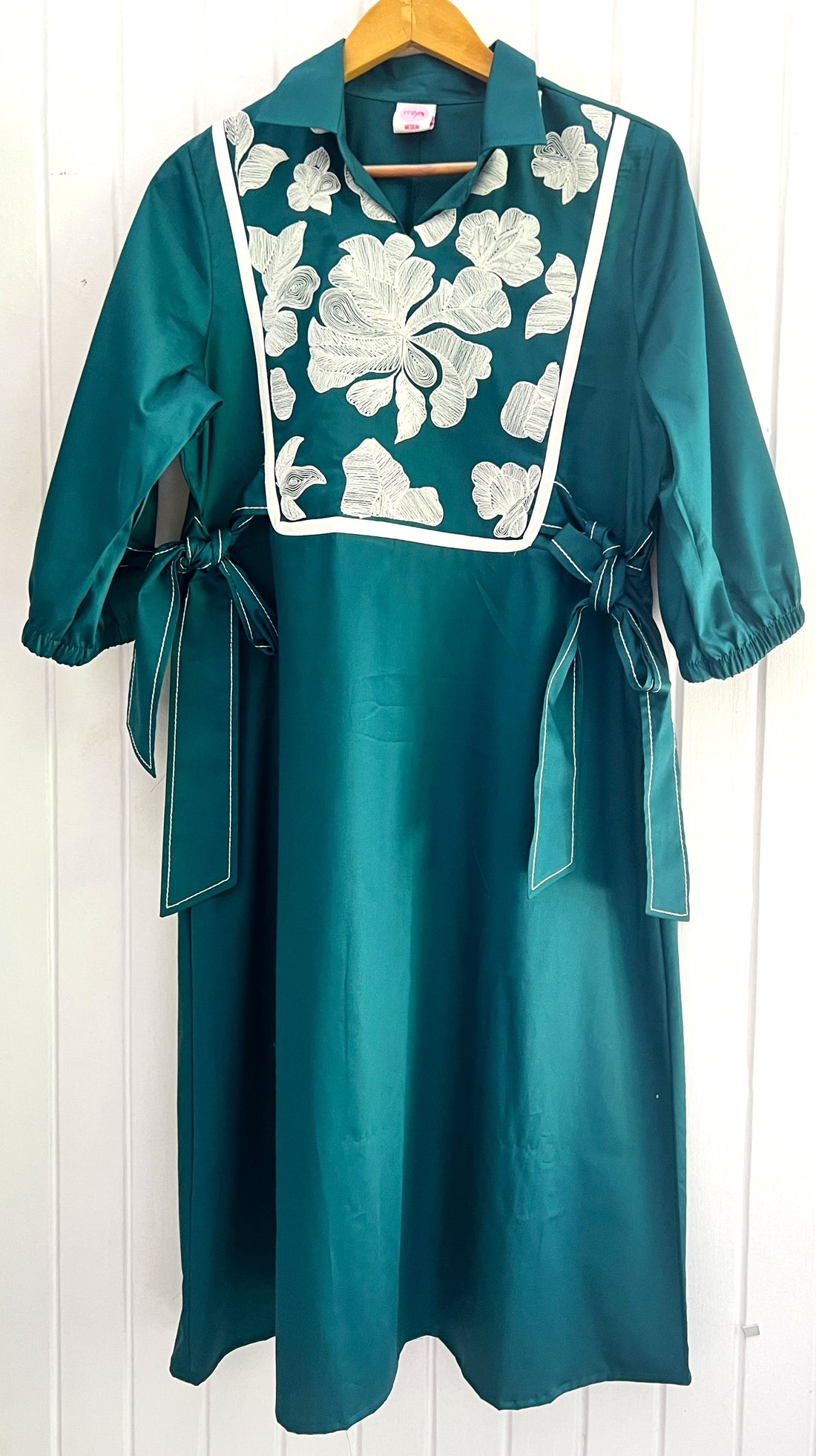 Emerald Bloom Side-Tie Dress
