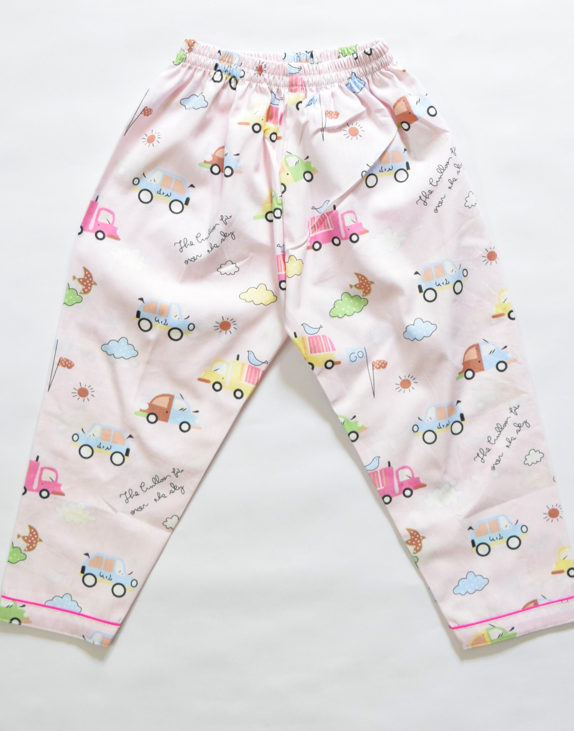 Pink Cars Print Kids Cotton PJ Set | Soft & Cozy Nightwear for Kids
