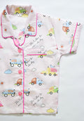 Pink Cars Print Kids Cotton PJ Set | Soft & Cozy Nightwear for Kids