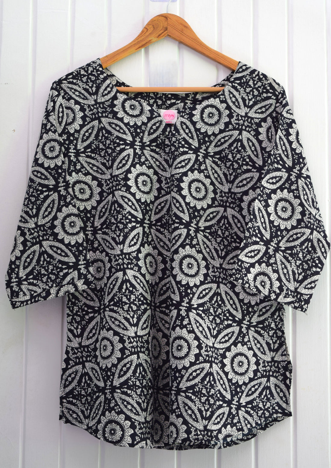 Black & White Floral Jaipur Cotton Loungewear Set