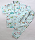 Blue Cars Print Kids Cotton PJ Set Nightwear