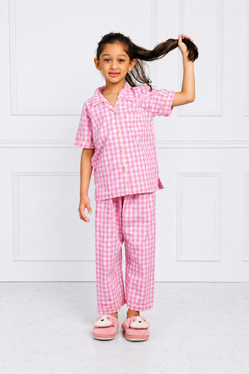 Pink Checks Kids Pj set