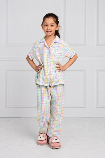 Multicolour Checks Kids Pj set
