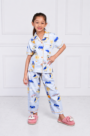 Sky Blue Helicopter Night Kids Pj set