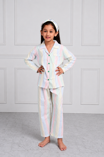 Multicolour Stripes  Kids Pj set
