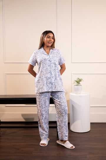 Grey Floral Muslin Pj Set