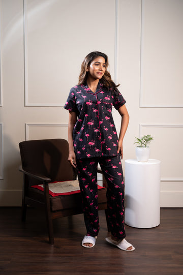 Black Flamingo Pj Set