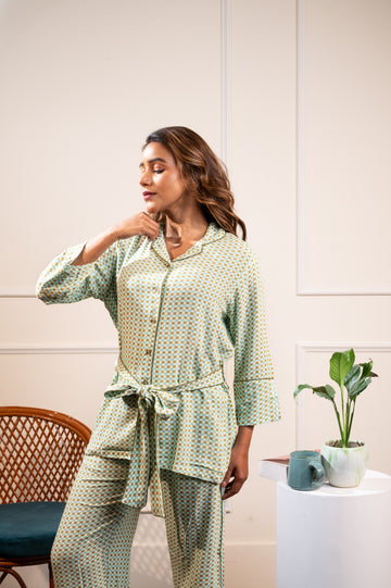 Serene Checks Cotton PJ Set