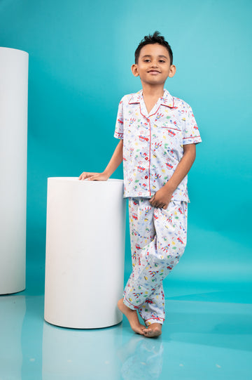 Blue Red Car Kids Nightwear