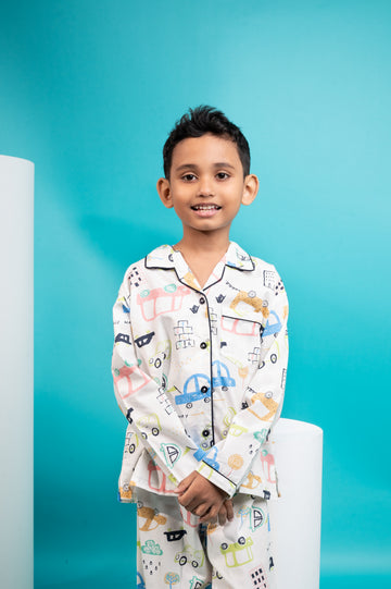 White Car Kids Nightwear
