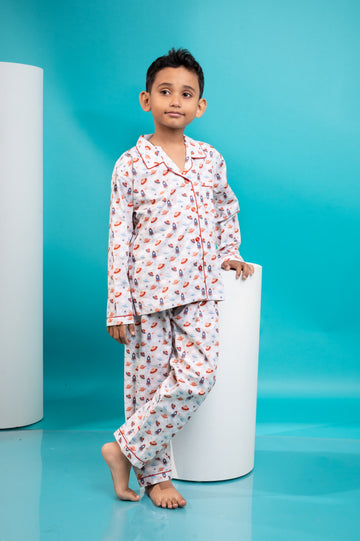 Grey Space Theme Kids Nightwear