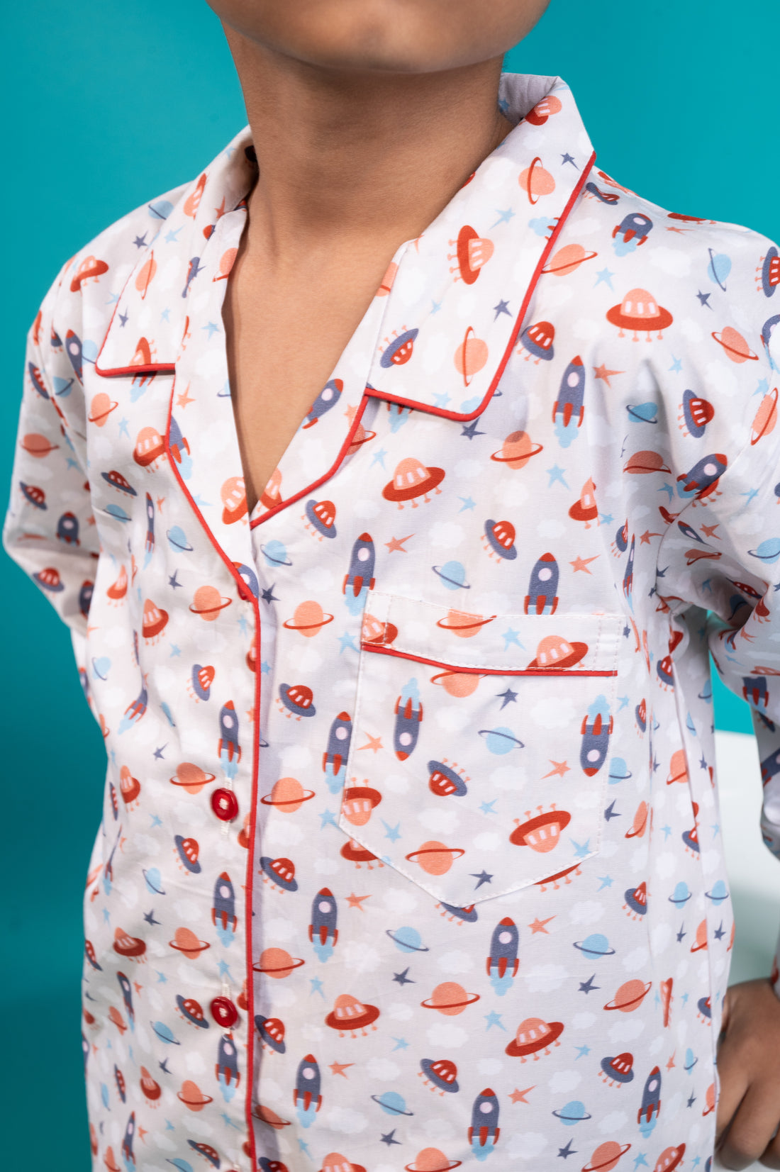 Grey Space Theme Kids Nightwear