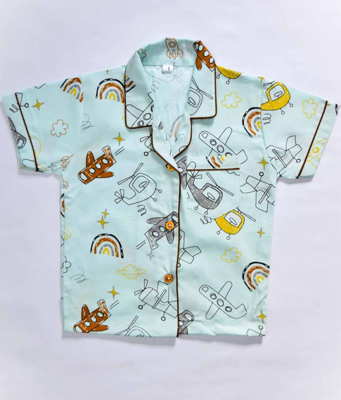 AirplanePrintKidsCottonPJSet