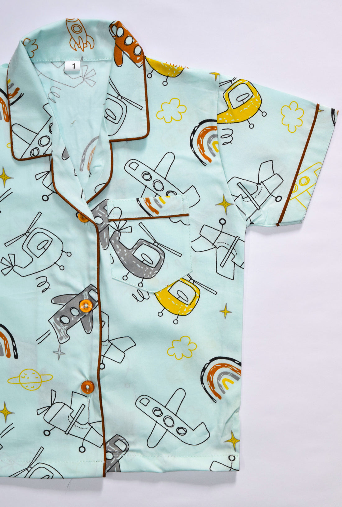 AirplanePrintKidsCottonPJSet