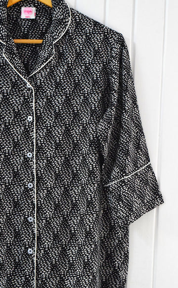 Black and White Belted PJ Set