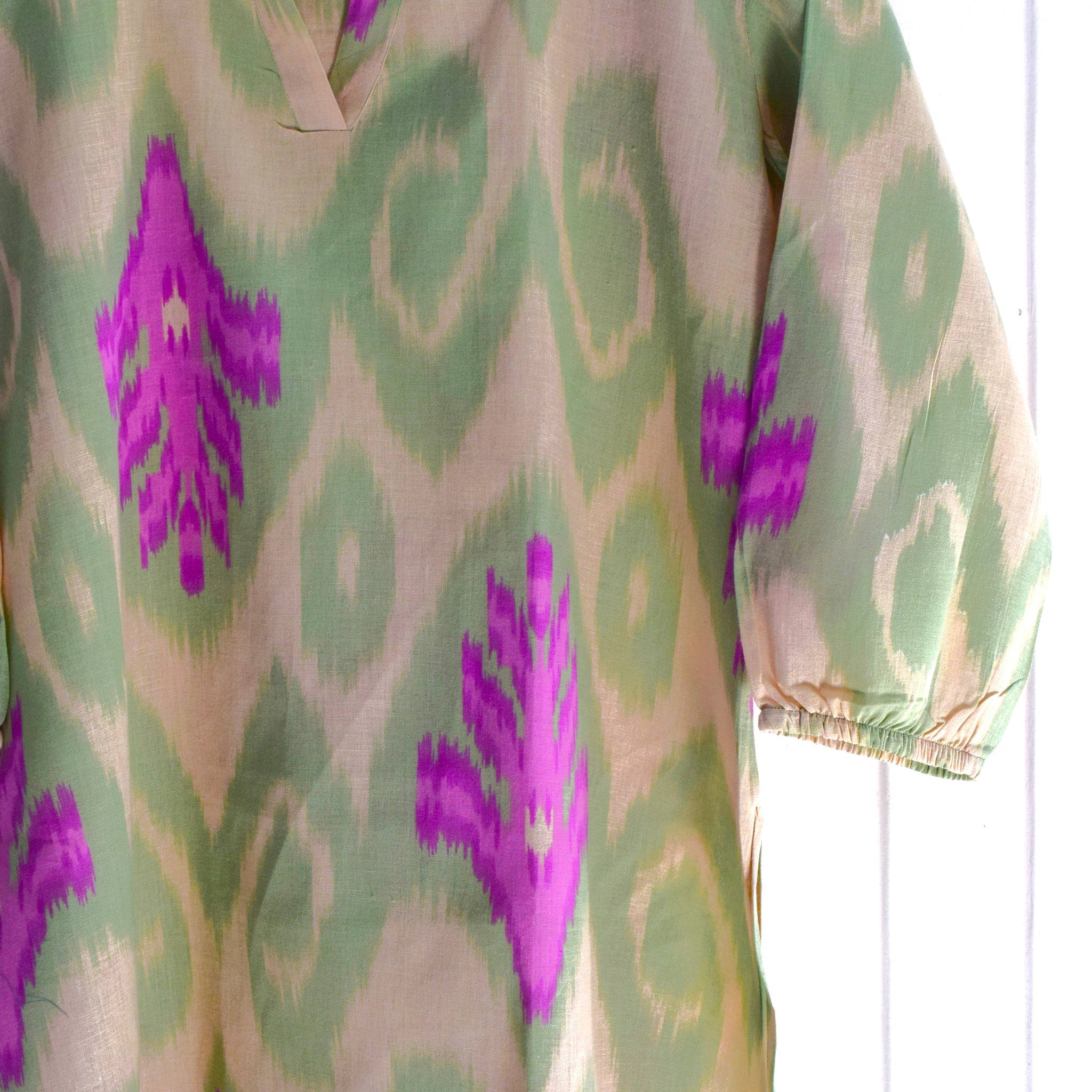 Elegant Ikat Print Cotton Linen Loungewear Set