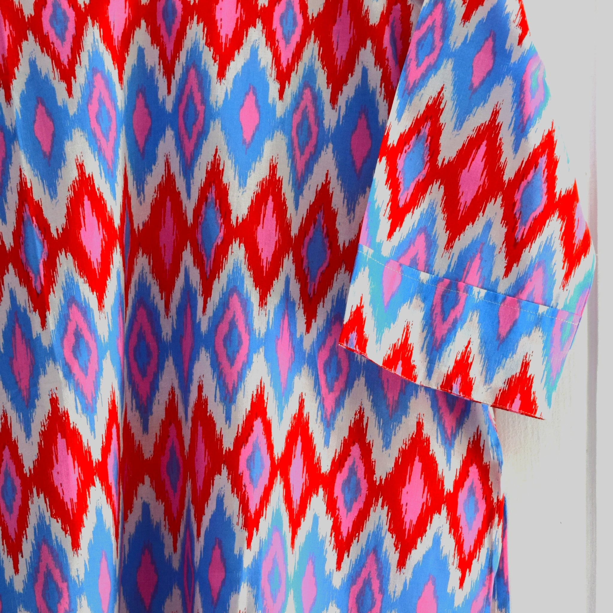 Vibrant Ikat Print Cotton Loungewear Set