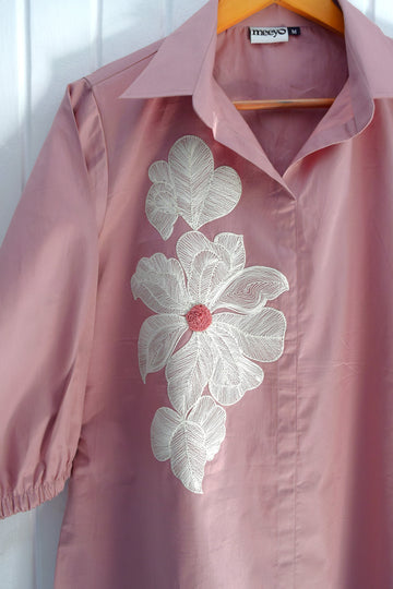 Elegant Cotton Satin Embroidered Coord Set