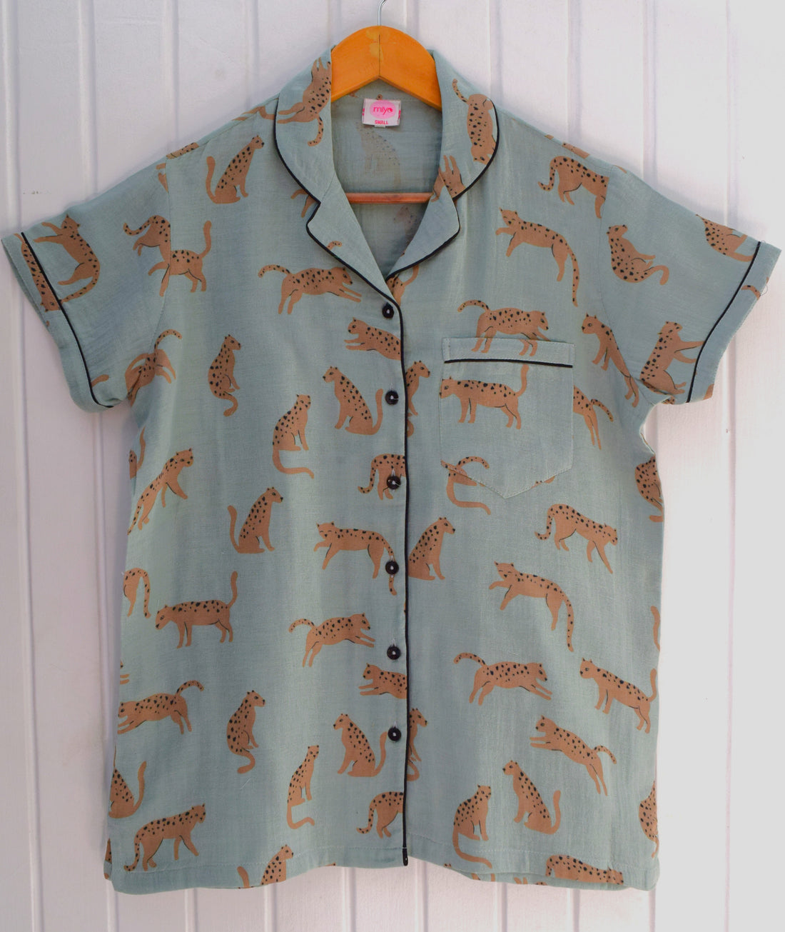 Green Cheetah Cotton Double Cloth PJ Set