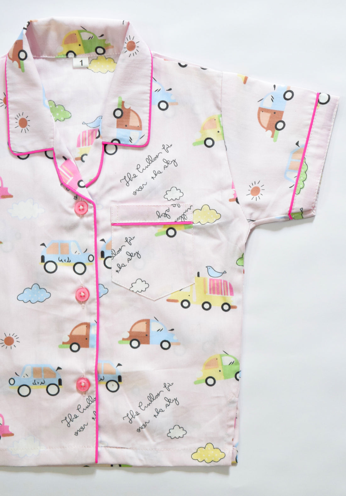Pink Cars Print Kids Cotton PJ Set | Soft & Cozy Nightwear for Kids