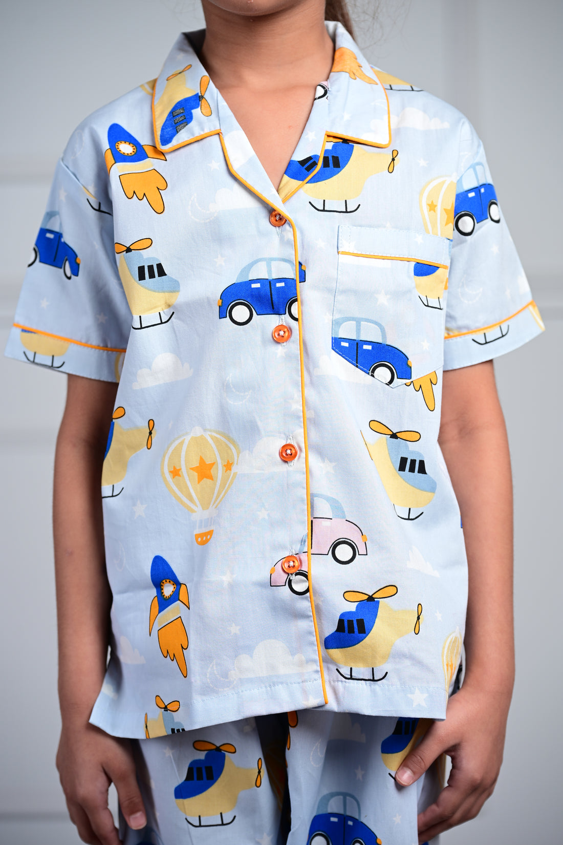 Sky Blue Helicopter Night Kids Pj set