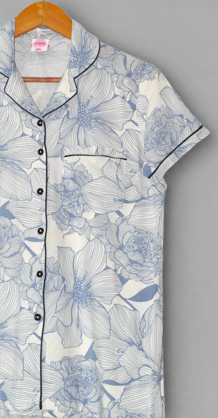 Grey Bloom Cotton PJ Set